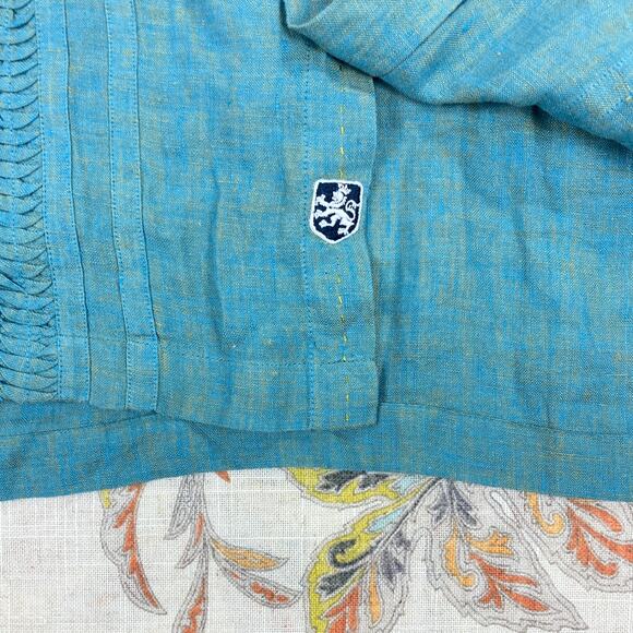 Nat Nast American Fit Deep End Blue Short Sleeve Linen Shirt L - Picture 5 of 7